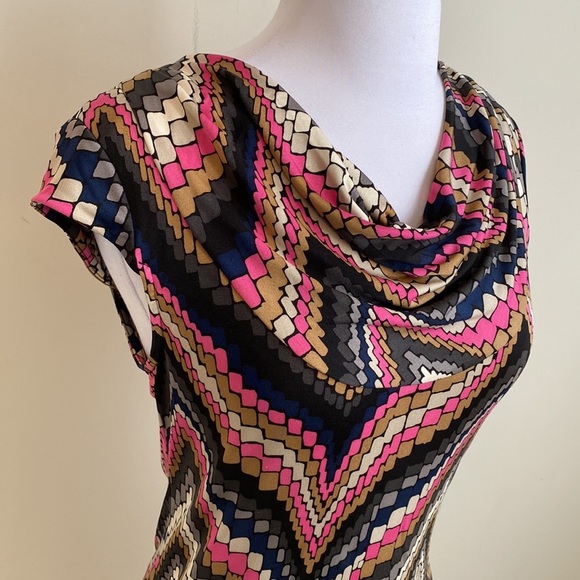 Trina Turk Multicolored Silk Blend Draped Neck Dress - Picture 5 of 7